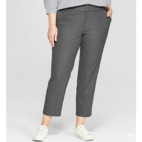 Ava & Viv Capri Pants WMNS 20W Heathered Gray High Rise Stretch Cropped Straight - Picture 1 of 11